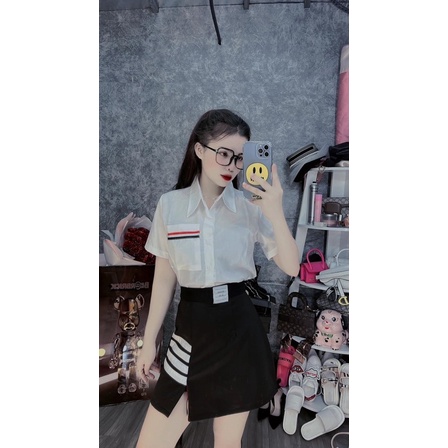 Áo sơ mi sọc ngang túi cộc tay TT12