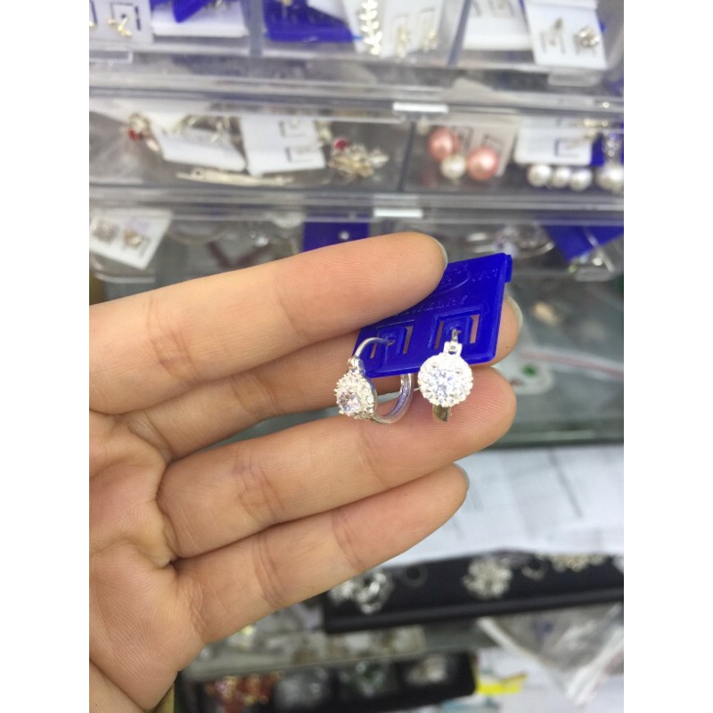 Khuyên tai hoa nhí tròn bạc thật siêu nét NGỌC MẬU trăng sao