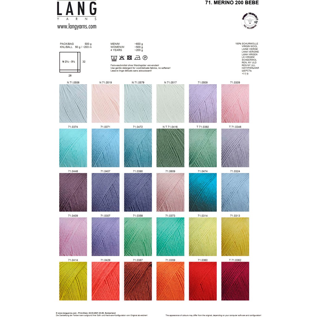 Cuộn Len Sợi Lông Cừu Yarn Wool Lang Merino 200 Bebe