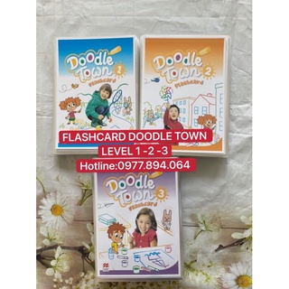 Combo Flashcards Doodle Town 1-2-3  Thiết kế 2 mặt  kích thước A5 ép plastic