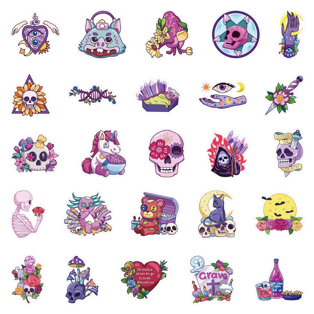 Set 100/50/25/10 Sticker Halloween Dễ Thương Dán Trang Trí Sổ Tay