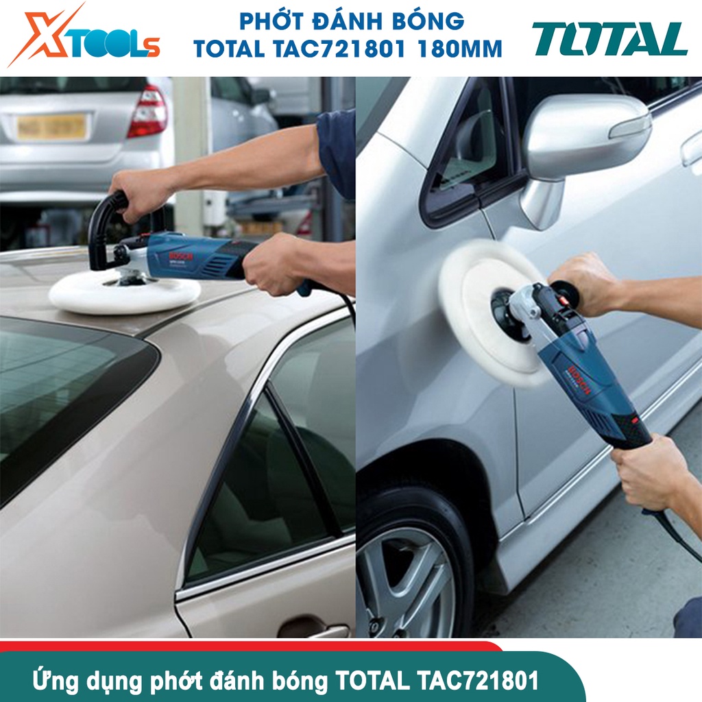 Phớt đánh bóng TOTAL TAC721801 180mm, nỉ đánh bóng mũ len thật 100% độ mịn cao xoá xước sơn xe ô tô [CHÍNH HÃNG][XTOOLS]