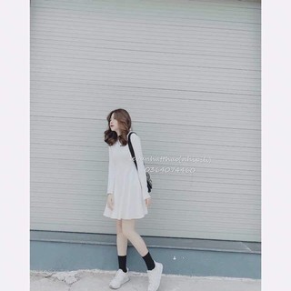 váy trơn dài tay dáng xoè basic Hs69