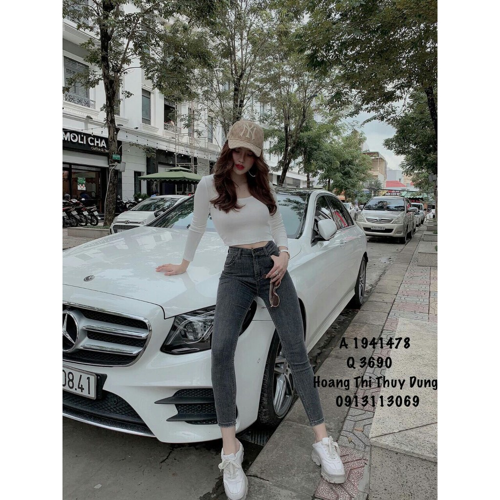 QUẦN JEAN NỮ TRƠN MÀU XÁM LÔNG CHUỘT CÁ TÍNH