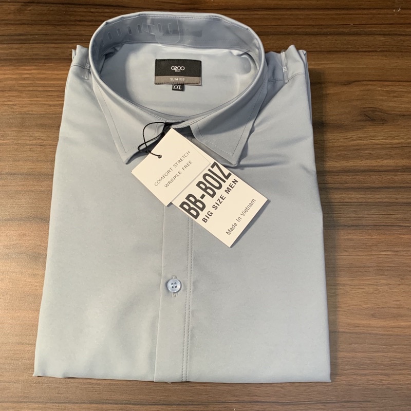Áo sơ mi thời trang nam tay ngắn bigsize màu xám < 130kg mặc đẹp | BigBuy360 - bigbuy360.vn
