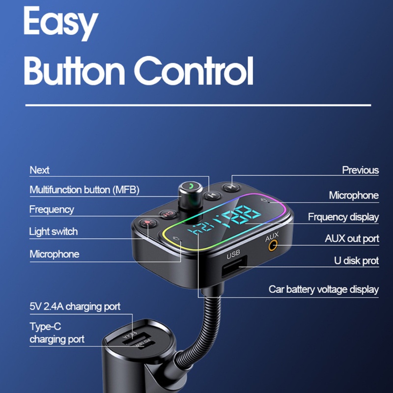 Máy Phát Nhạc zzz FM Tự Động Kết Nối Bluetooth 5 Đầu Nối A2DP Hỗ Trợ A2DP