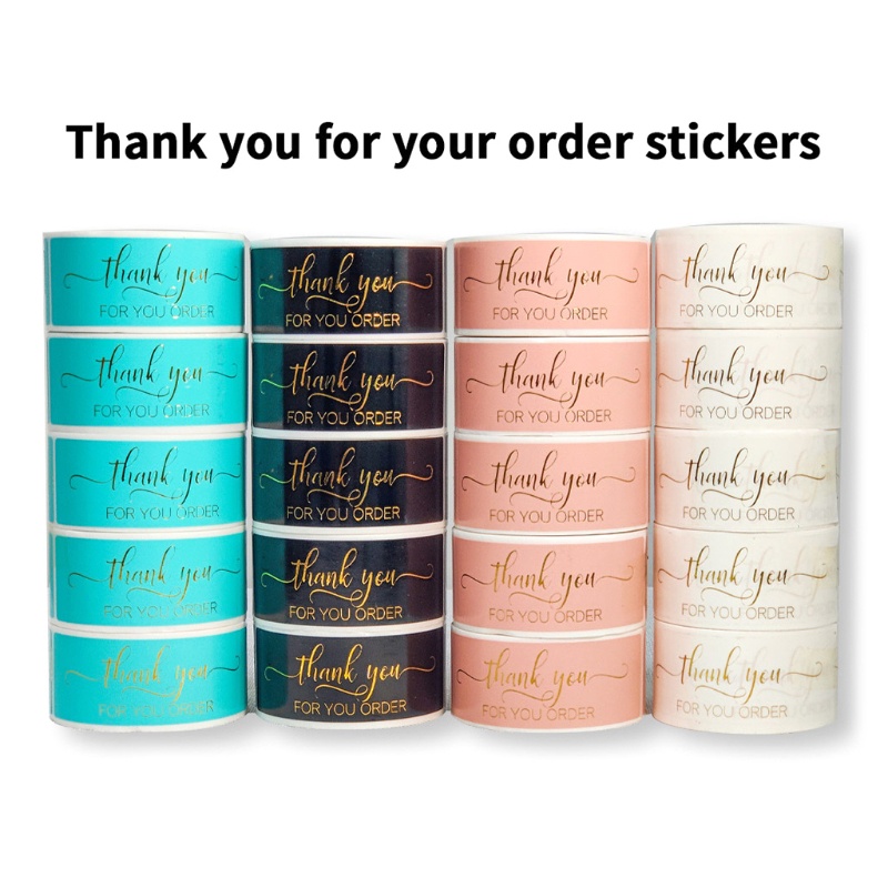Bộ 120 Miếng Dán In Chữ Thank You for Your Order Trang Trí Hộp Kẹo