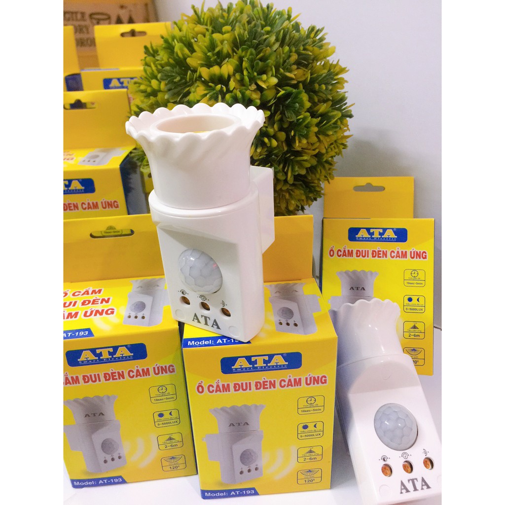 Ổ cắm đui đèn cảm ứng chuyển động ATA AT-193 - Cắm trực tiếp  vào ổ điện-Hàng chính hãng bảo hành 12 tháng