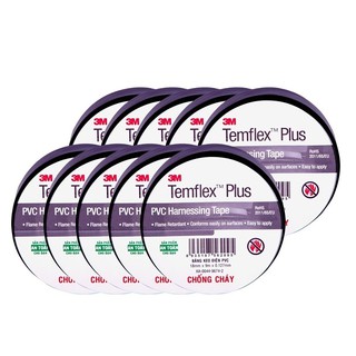 Bộ 10 cuộn băng keo điện chống cháy 3M 1509 Temflex Plus 1509 5mil x19mm x 9m