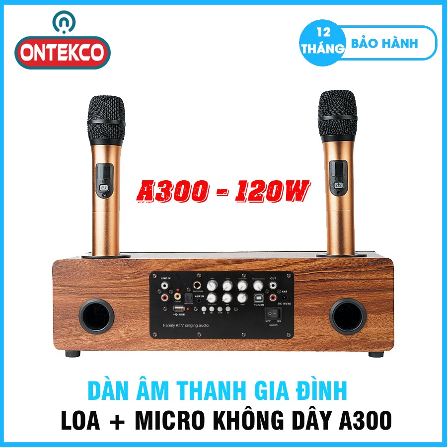 ⚡️BH 24 tháng⚡️Dàn âm thanh KARAOKE Gia Đình Bluetooth Loa kèm Micro không dây A-300 Chính hãng Ontekco