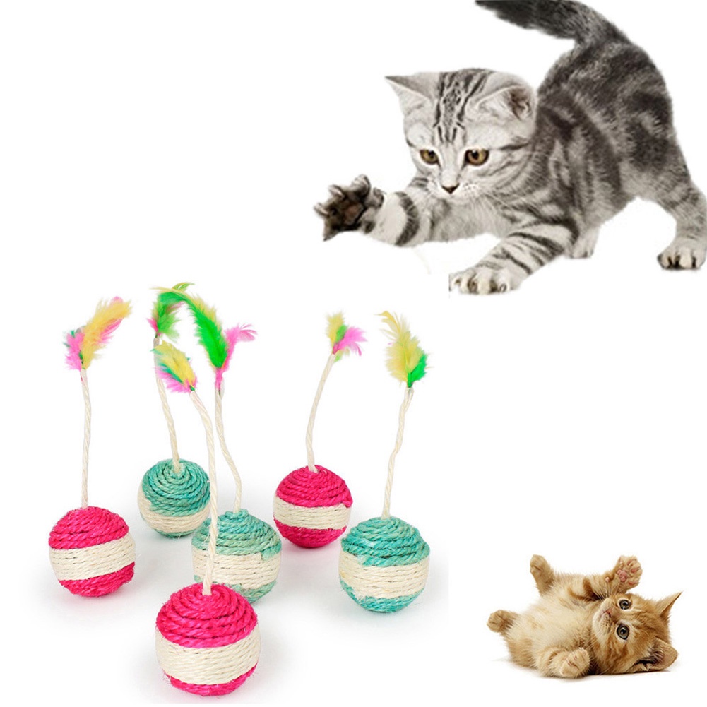 Bóng Đồ Chơi Đính Lông Vũ Cho Mèo Cưng