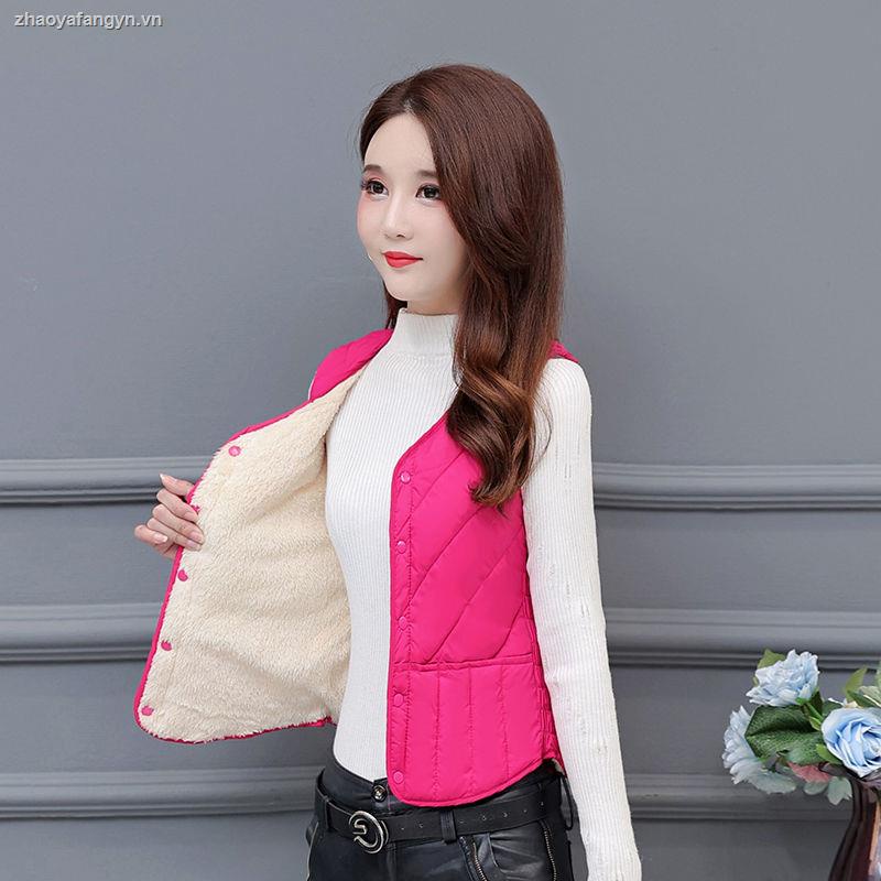 Áo khoác vest cotton nhung dày dặn ấm áp mùa đông cho nữ