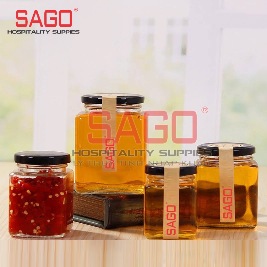 Hũ Thủy Tinh Vuông Nắp Thiết , Tùy Chọn Dung Tích