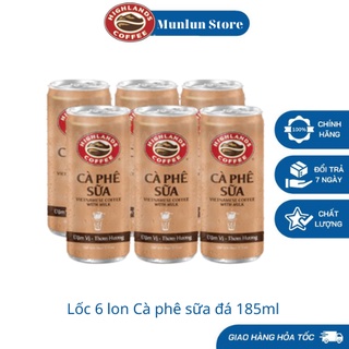 Lốc 6 lon cà phê sữa đá Highlands Coffee 185ml/lon