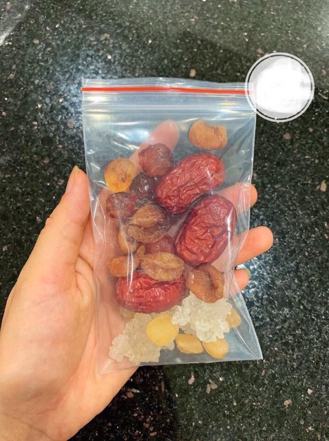 Combo 10 gói chè dưỡng nhan tuyết yến - nhựa đào - bồ mễ - long nhãn - kỷ tử - táo đỏ. tặng 1goi hạt chia