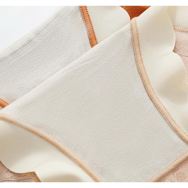 142872Quần Lót Cotton Lưng Cao Phối Bèo Thoáng Khí Dành Cho Nữ