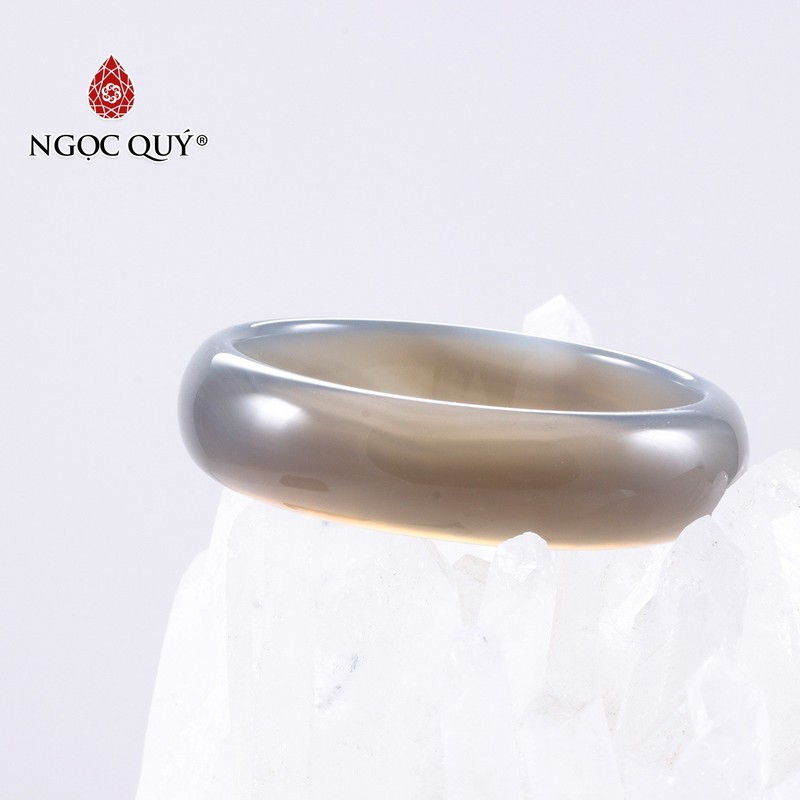 Vòng tay liền khối đá mã não lông chuột agate mệnh thủy , kim - Ngọc Quý