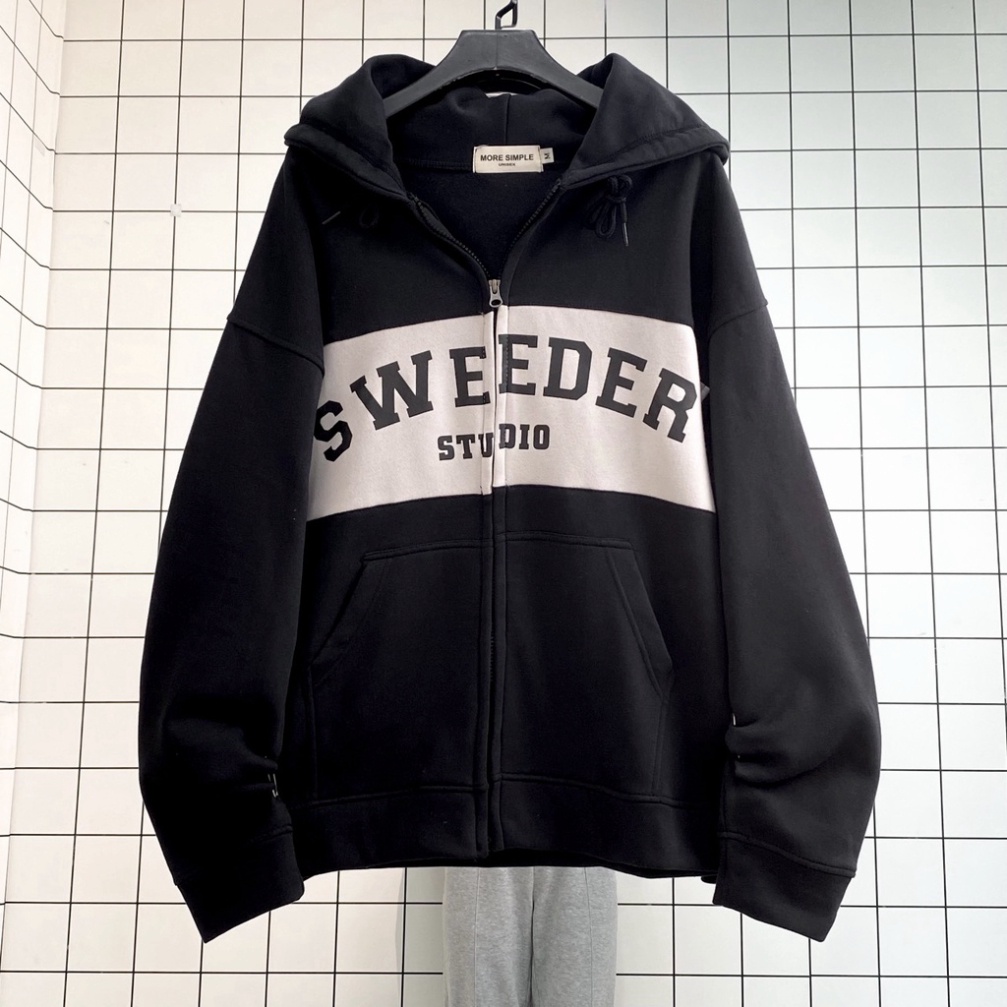 Áo Khoác Hoodie Form Rộng Unisex Zip SIN Vải Nỉ Bông Phong Cách Ulzzang