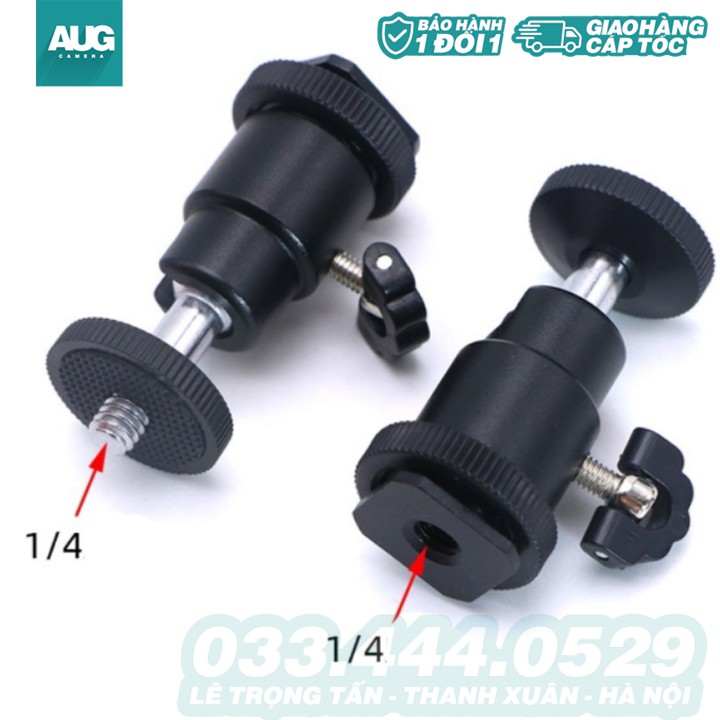 Đầu che flash, giá đỡ đèn led,Head Ball, đầu gắn mic chân máy vít 1/4 - AUG Camera Hà Nội