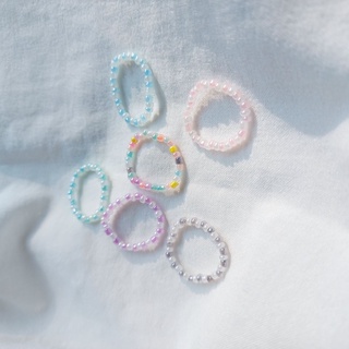 (Siêu rẻ) Nhẫn hạt cườm màu pastel 2mm