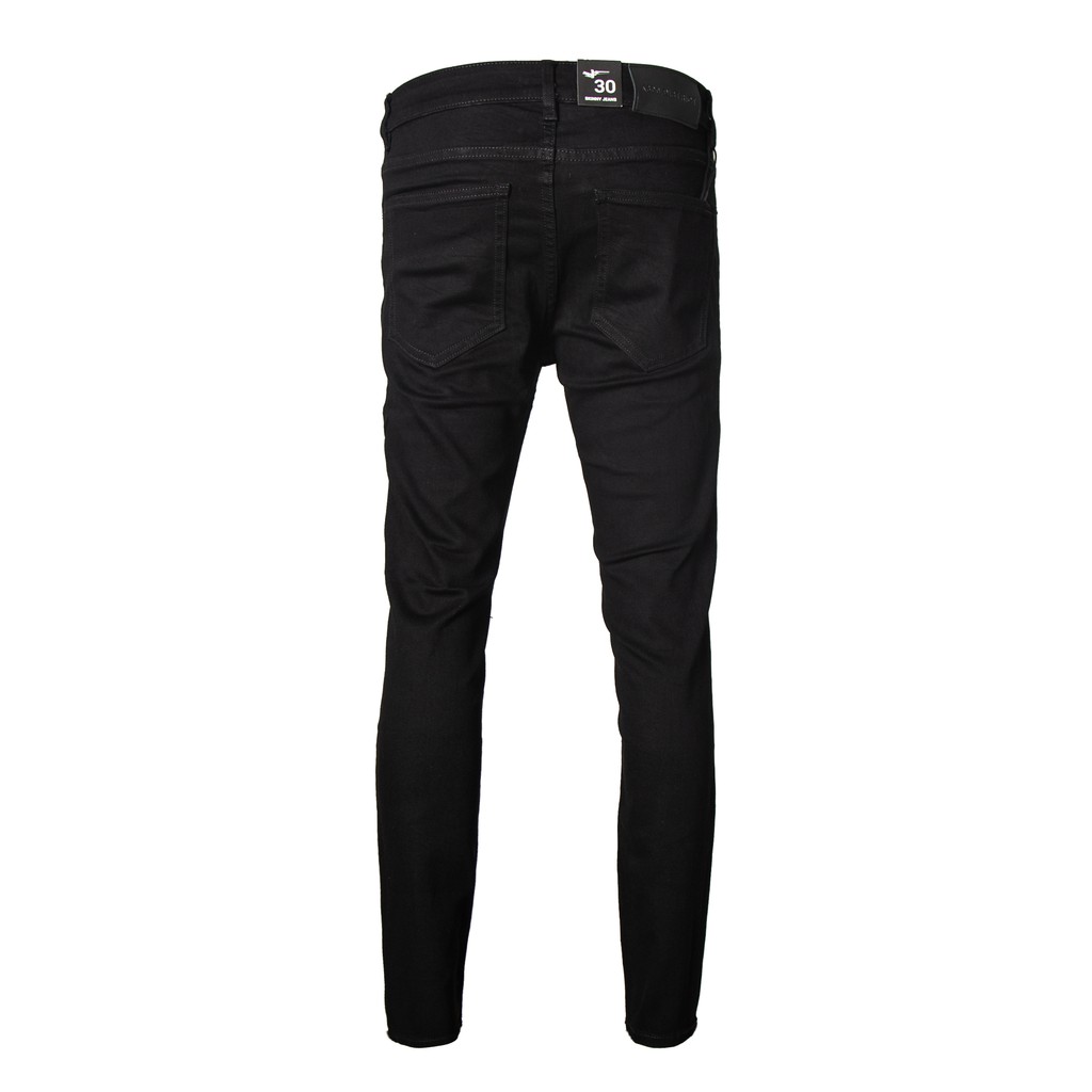 Quần Skinny Jeans Nam-Màu Đen-Rách Ngang Gối-Chất Liệu Cotton Co Giãn-Ống Đứng Dáng-Ống Ôm Chân Chuẩn Skinny | BigBuy360 - bigbuy360.vn
