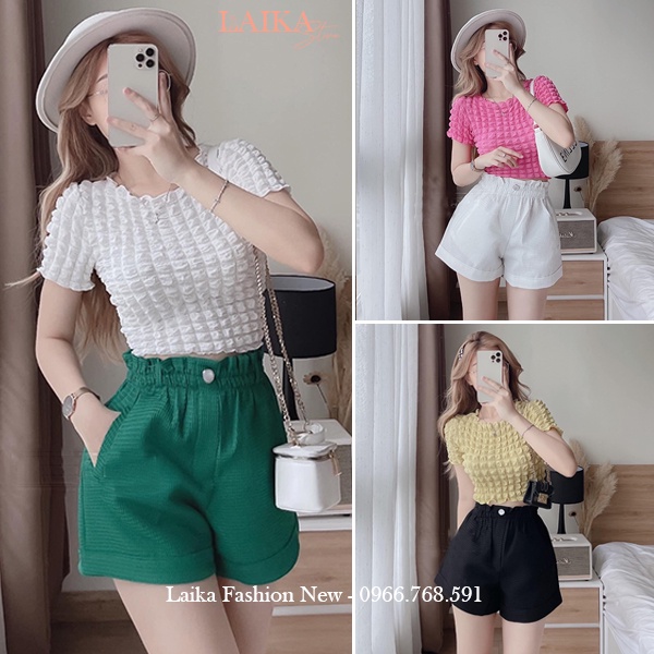 Quần đùi nữ mặc nhà cạp chun lưng thun cao chất vải xốp ong mềm mát dáng quần short nữ ống rộng đi biển thể thao hẹn hò