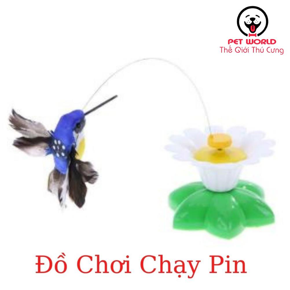 Đồ Chơi Tương Tác Có Đế Hình Hoa Gắn Chim Giả Thú Vị Cho Mèo Cưng Chạy Pin