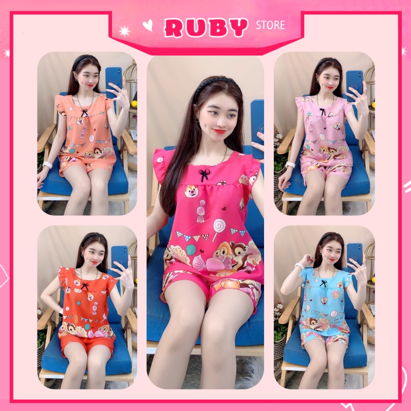 Đồ bộ nữ mặc nhà Hoạt Hình Free Size họa tiết dễ thương, chất kate mềm mịn mát ❤ Rubystorevn