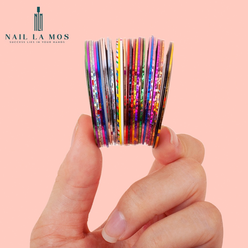 Set 30 cuộn line nail mix các màu sắc - line trang trí móng tay đa phong cách
