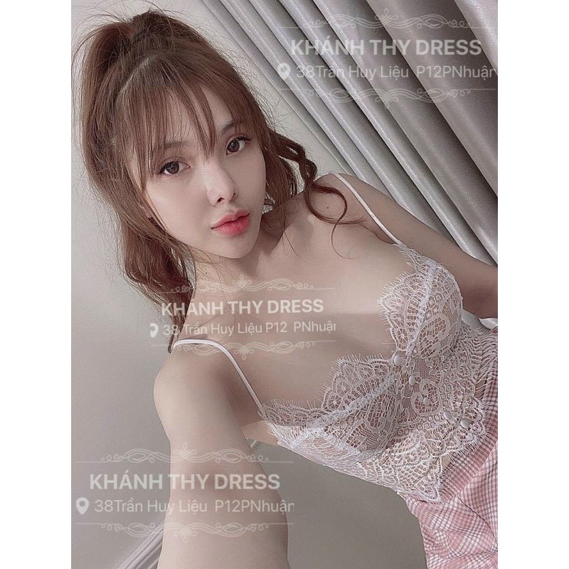 áo hai dây ren phối nút bọc thời trang sexy quyến rũ  UK