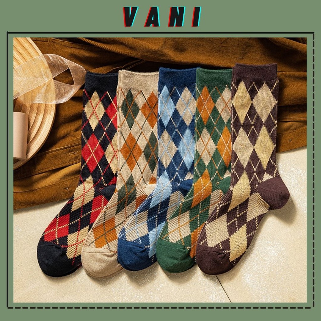 Tất, Vớ Gân Tăm Cổ Cao Họa Tiết Quả Trám Hàng Loại 1 Unisex, Cổ Điển - Vani Store [TAT00081]