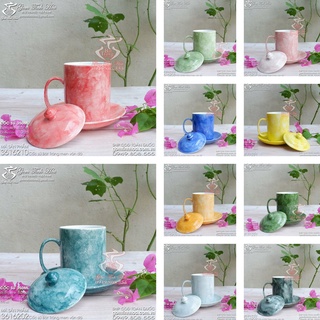 Ly cốc sứ có nắp men vân đá gốm sứ Bát Tràng cao cấp