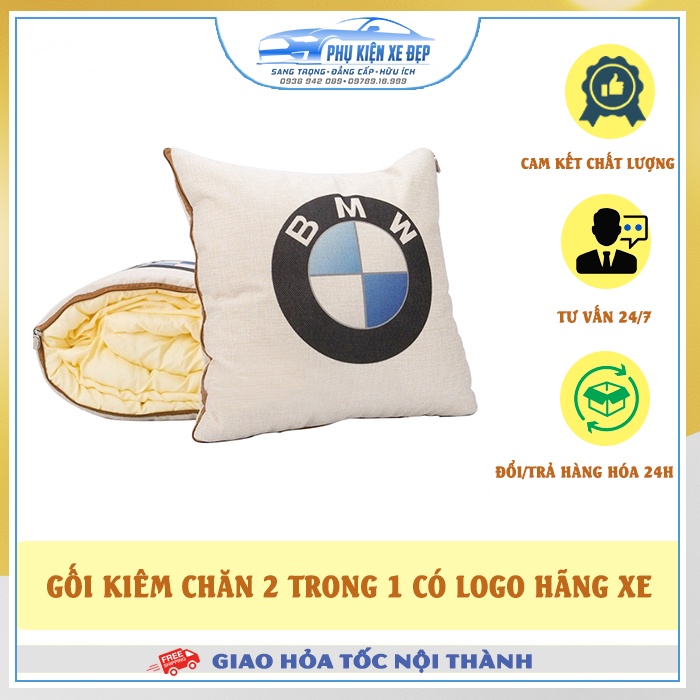 Gối Kiêm Chăn 2 trong 1 ⚡FREESHIP⚡ Trên Ô tô in Logo Hãng Xe