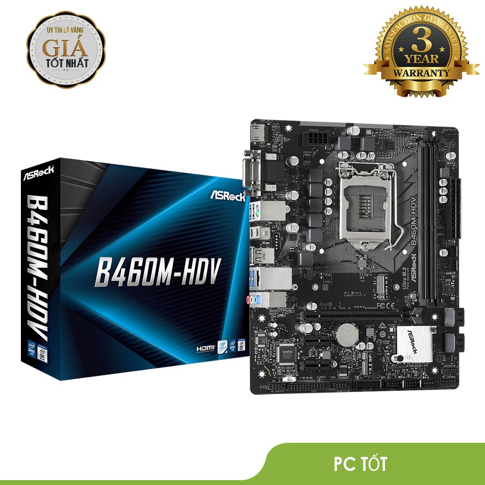 [Mã ELMS05 giảm 5% đơn 300k]Bo Mạch Chủ ASROCK B460M-HDV (LGA1200, mATX) - Chính hãng phân phối | BigBuy360 - bigbuy360.vn