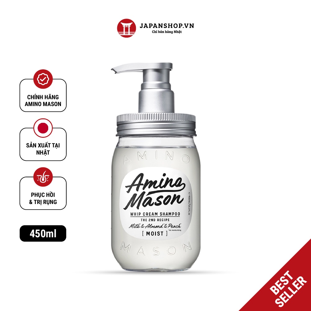 Dầu Gội Siêu Phục Hồi Hư Tổn Cho Tóc Khô Amino Mason 2nd Moist 450ml Nội Địa Nhật Chính Hãng