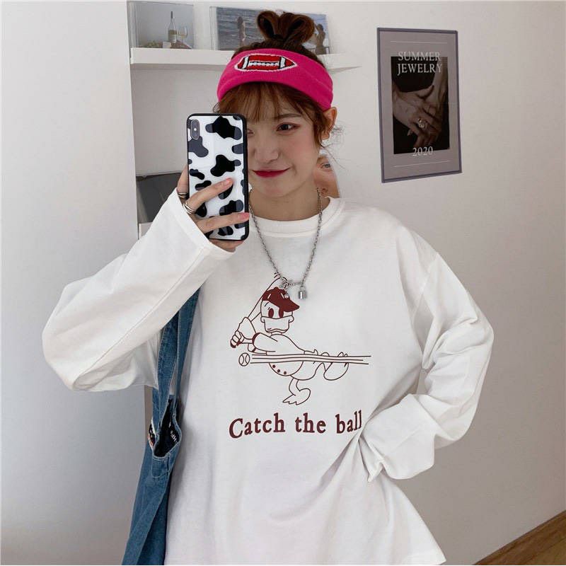 Áo thun tay dài Unisex vịt Catch The Ball
