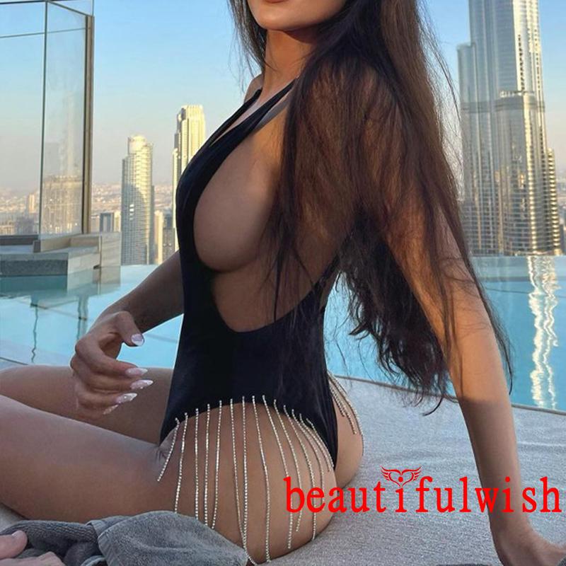 BEAUTIFULWISH-Women Sleeveless Bodysuit with Deep V Neck, Solid Color Skinny Fit High Waist Summer Clothing | BigBuy360 - bigbuy360.vn
