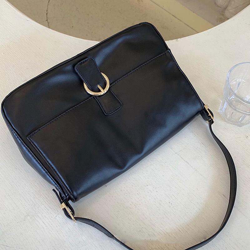 Túi Đeo Vai Cỡ Lớn Màu Đen Phong Cách retro Cho Nữ