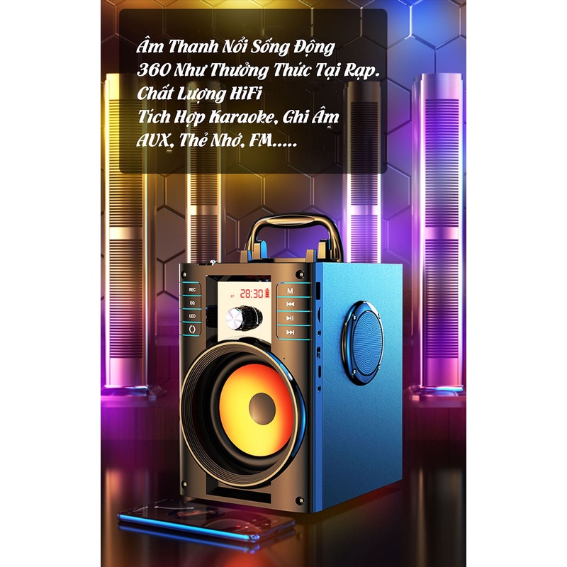 Loa karaoke mini cao cấp, Loa bluetooth new a60 - Loa A60 Kết Nối Bluetooth, Nghe Nhạc Cực Đỉnh, Karaoke Cực Hay