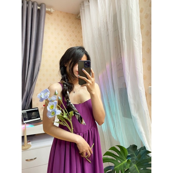 váy maxi xanh đại dương kèm bảng màu mới siêu chuẩn