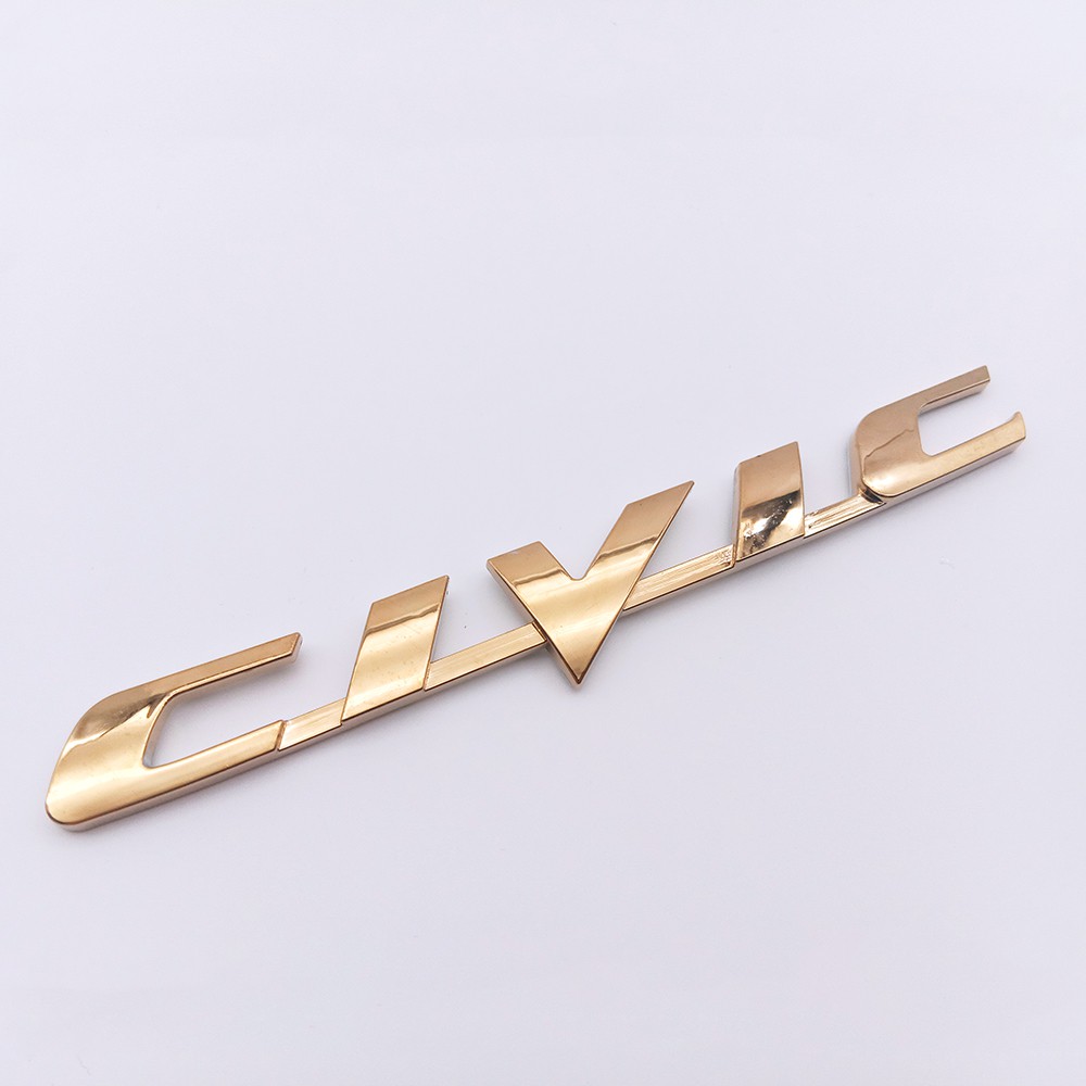 1 Huy Hiệu Chữ Civic Màu Vàng Cho Xe Hơi