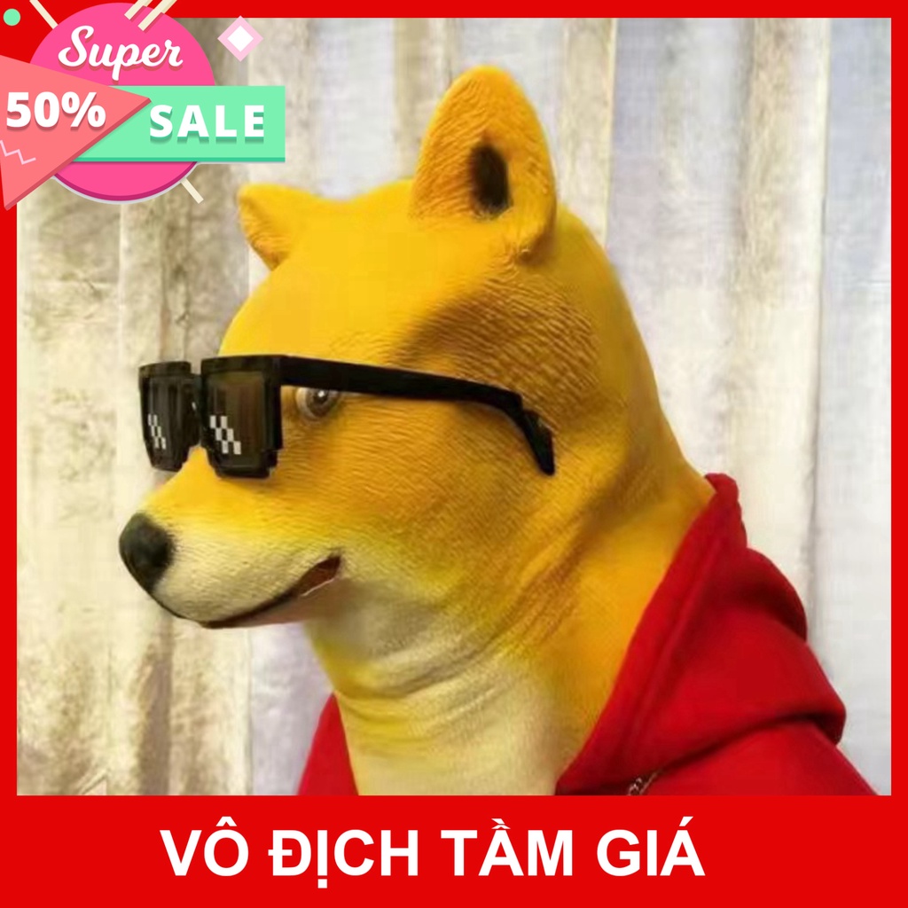 Mặt nạ Troll trùm đầu hình Chó Shiba,Mặt nạ đầu chó Shiba, Đồ chơi Cosplay Troll vui nhộn chất liệu Silicon