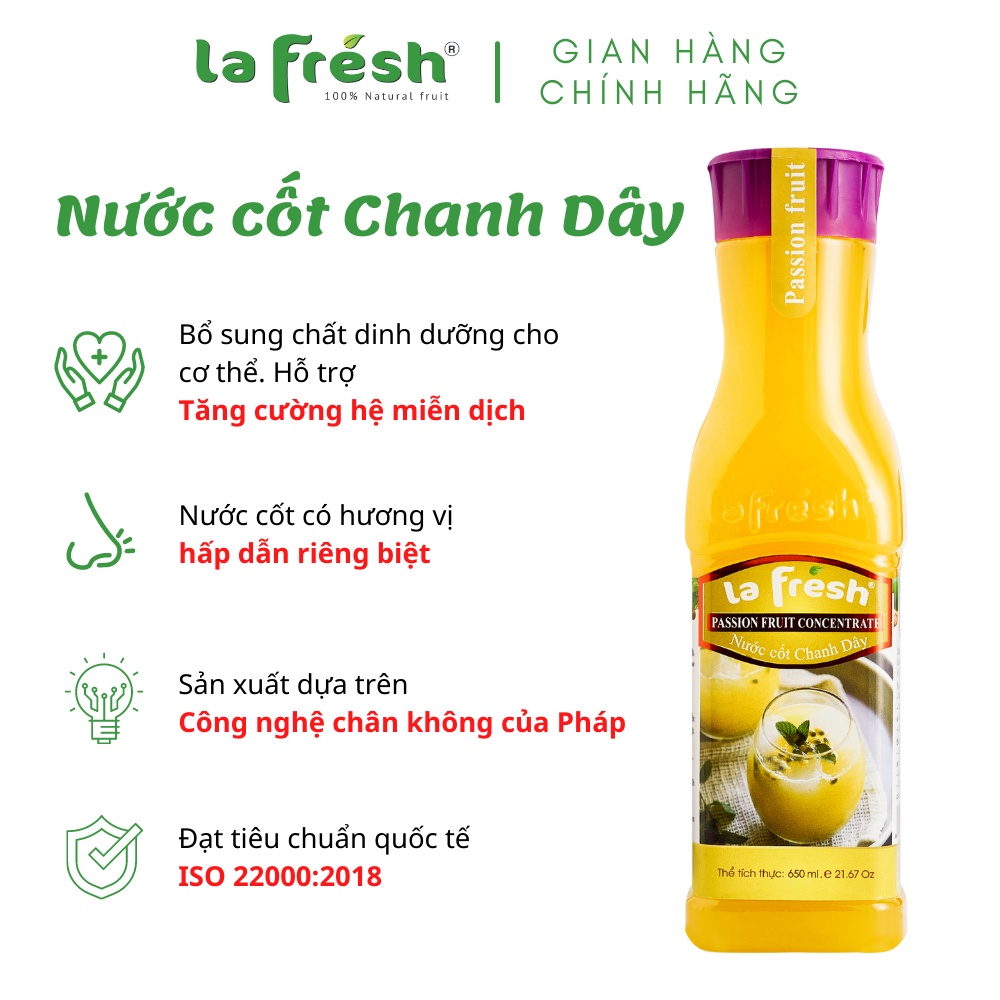 Nước ép Chanh Dây cô đặc LAFRESH chai 650ml