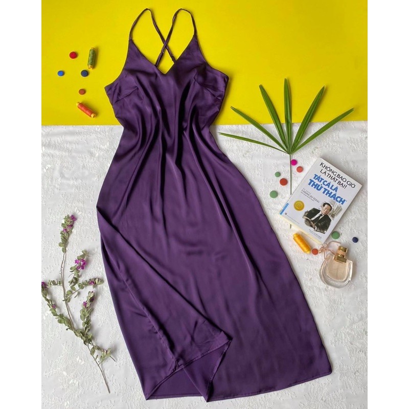 Đầm lụa dây chéo lưng Infashion xanh | BigBuy360 - bigbuy360.vn