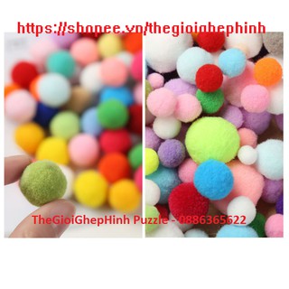 Tổng hợp các cỡ Pompom - Tặng kẹp gắp nhựa khi mua từ 3 size bất kỳ