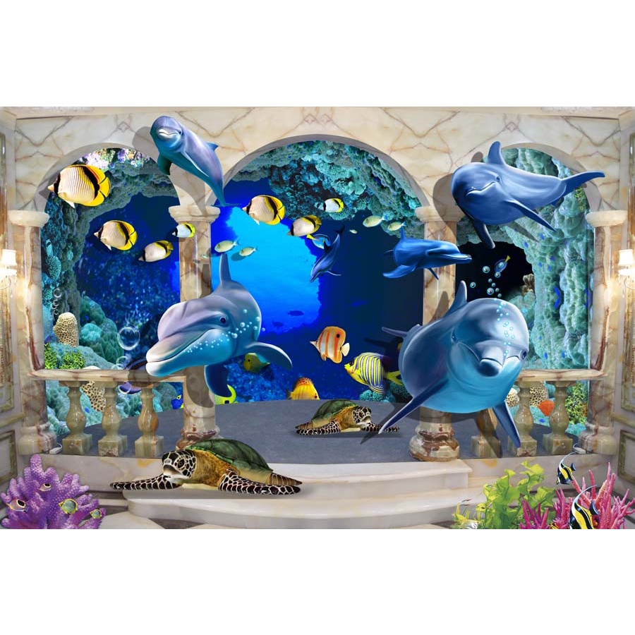 Tranh 3D Dán Tường Đại Dương không phai màu