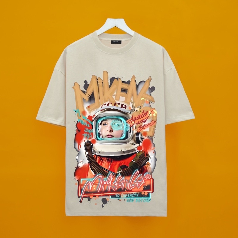 Áo Phông tay lỡ unisex mikenco câu bé phi hành gia