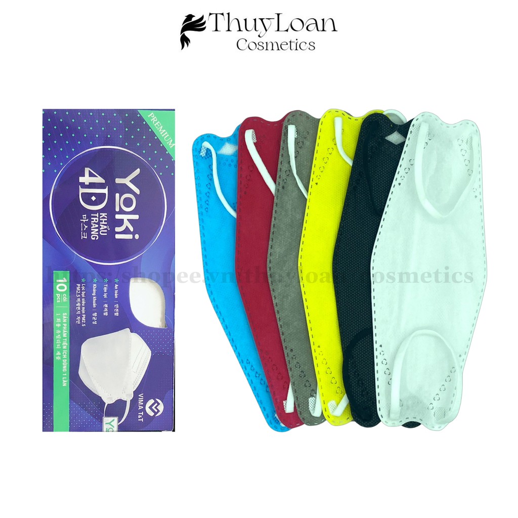 Khẩu trang 4D Yoki Premium Hộp 10 cái  4 Lớp Hàng Công Ty