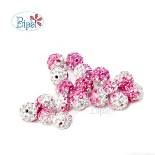 Hạt châu gắn pha lê màu hồng loang