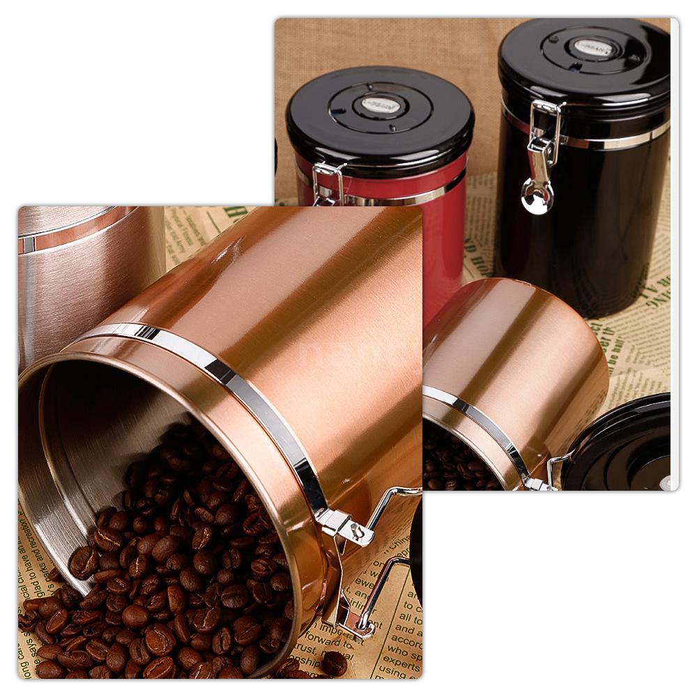 Hộp Đựng Hạt Cà Phê / Trà / Đường Bằng Thép Không Gỉ Dung Tích 1.5l Có Van Thoát Khí